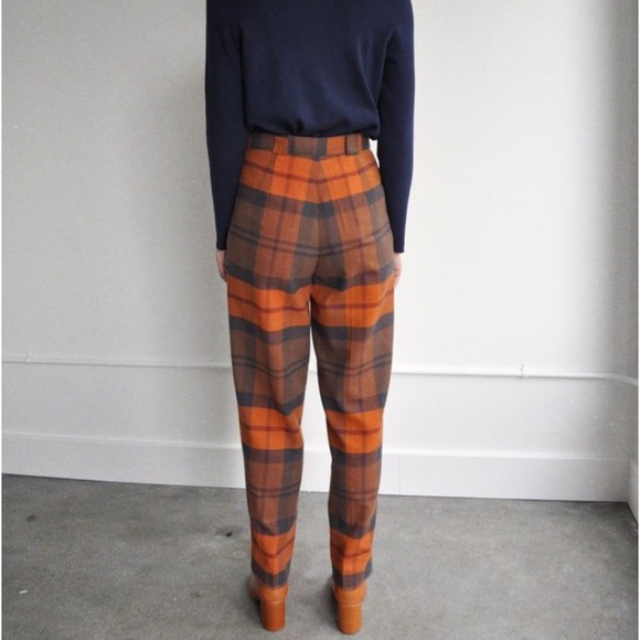 Rita Row Tapered Checkered Plaid Trousers Cotton Flannel Sz 40 - Picture 7 of 7